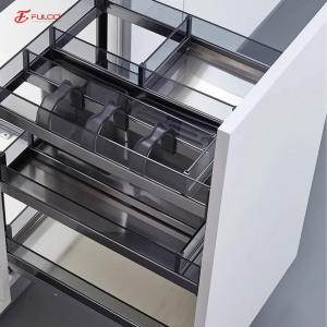 Giá đựng chai lọ - dao thớt inox hộp vách kính cường lực |FC02|