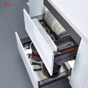 Giá bát đĩa - xoong nồi inox hộp vách kính cường lực |FCA02-B|